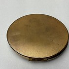 Vintage Mother Of Pearl brass Compact With White Stones Oval 3    Across