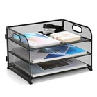 3 Tier Paper Organizer For Desk  Metal Mesh Letter Tray File Desktop 