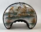 18th Century French Faience Crescent Shaped Snuff Box C  1750 Cherub