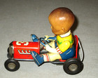 1950 s Boy In Race Car No 3- Hot Rod- Friction Siren-japan-vintage Tin Toy-6 