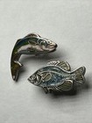Vintage 70   s 80   s - Jumping Bass    Sunfish - Metal Lapel Hat Pin  Fish Lot Of 2