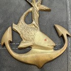 Vtg Solid Brass Anchor W  Fish Wall Hanging Art Mount Decor Nautical Marine- h 