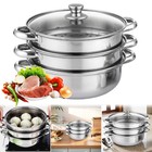 3 Tier Food Steamer With Lid Steamer Stainless Steel For Vegetables Seafood Soup