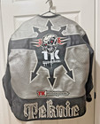 Teknic Helion Skull Flame Leather Motorcycle Jacket Mens 44 M Y2k Heavyweight