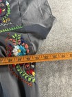 Mexican Embroidered Dress Womens L Gray Floral Boho Folk Art Cotton Made Mexico