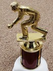 Male Bocce Ball Trophy  Award  Faux Marble Base  With Engraving    7 5  High