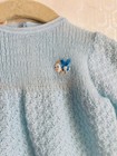 Vtg Renro Italy Baby Blue Knit Sweater Embroidered One Piece Jumpsuit 3-6m