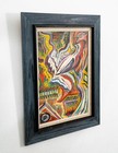 Mid Century Modern Art Original Abstract Expressionism Multi-color Canvas Framed