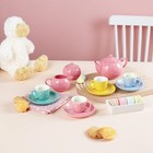 Porcelain Tea Party Set - Pink Floral Pretend Play Set For Girls  Birthday