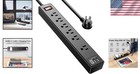 6ft Power Strip Surge Protector - Extension Cord With 6 Ac Outlets And 3 Usb    