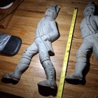 Pair Of Antique Hessian German Soldiers Cast Iron Fireplace Andirons Men 
