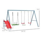 Metal Swing Set For Backyard 3 In 1 Design Holds Up To 352lbs