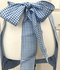 Vtg Blue Gingham Embroidered Half Apron Handmade