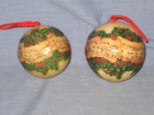  lot Of Four Vintage Christmas Tree Ornaments - Balls With Musical Notes  Bells