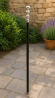 Silver Brass Walking Stick Black Hardwood Cane Floral Ball Handle Adjustable