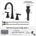 Matte Black Widespread Waterfall Bathroom Sink Faucet 3-hole Vanity Mixer Tap