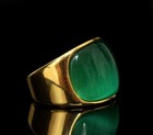 Fine Jadeite Jade 14k Gold Plated Women Ring Banzhi Jewelry Good Gift Box