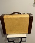 Vintage Admiral By Spelrein Tweed   Leather Look Train Case Makeup Luggage 1930s