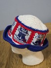 Vtg Handmade Crocheted Pabst Blue Ribbon Pbr 6 Panel Bucket Hat