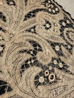 Antique French Lace Applique Panel Black Silk Edwardian Victorian Textile Fragme