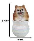 Pet Pomeranian Pom Pom Teacup Puppy Dog Figurine With Glass Eyes Pup In Pot