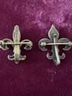 2 Antique Victorian Sterling Silver Enamel Fleur De Lis Brooch Pin Pair Germany