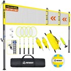 Volleyball Badminton Combo Set 32ft 26ft 20ft Adjustable Net For Beach Backyard