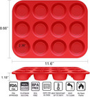 12 Cups Silicone Muffin Pan  2 Pack Non-stick Cupcake Pans Silicone Muffin Tr   