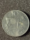 1977 Ten Pence Bailiwick Of Guernsey Coin 10 Pence Cow Coin Uk England
