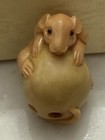 Japanese Carved Rat Tagua Nut Netsuke Signed