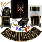78 Tarot Cards   Guide Book Black Tarot Deck Gift Set With Chakra Stones Mamowyz