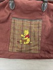 Vintage 90s Embroidered Winnie The Pooh Burgundy Plaid Duffle Bag With Handles 