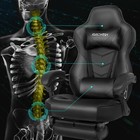 Video Gaming Chair Swivel Seat Pu Leather With Footrest Lumbar Support-black