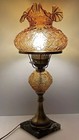 Fenton Amber Glass Student Lamp Electric Poppy Boudoir