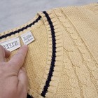 Vintage Gold Navy Chunky Cable Knit Sweater Vest Wom Sz Lg Preppy Y2k Notre Dame