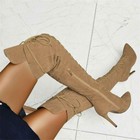 Womens Over The Knee High Thigh Boots High Heel Stiletto Suede Shoes Plus Size