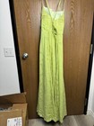 Women s Size 10 Lime Green Textured Maxi Dress Spaghetti Strap Formal Evening Go