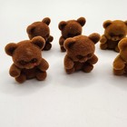 Vintage Flocked Teddy Bear Miniature Lot Of 9 Brown 1  