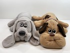 Vintage Pound Puppies Tonka Brown And Black 18 Inch Dog Plush Gray Lot Of 2