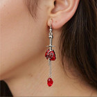 Gothic Flower Skull Earrings Funky Emo Skeleton Head Dangle Earrings Black Camel