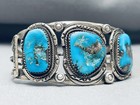 Superior Vintage Navajo Morenci Turquoise Sterling Silver Bracelet