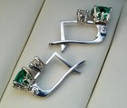 Art Deco Vintage 4 2ct Cushion Cut Emerald Drop dangle 14k White Gold Fn Earring