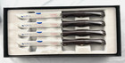 4 Cutco 2159 Steak Knives Brown Handles With A Little Bit Of Red Swirl Engraved