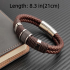 Vintage Multilayer Brown Pu Leather Men Bracelets Stainless Steel Bracelet Gift