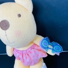Fisher Price Girl Bear Plush Stuffed Animal Rattle Chime Pink Skirt Flower Ear