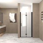 32x72 Bifold Shower Door  Matte Black Frame  1 4  Tempered Glass