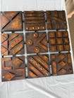 Vintage Industrial Metal Wall Art     Geometric Pattern     9-panel Sculpture Decor