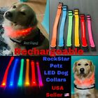 Rechargeable Usb Led Pet Dog Glow Collar Night Safety Adjustable Flash Light-up 
