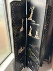 Antique Vintage Asian Chinese Coromandel Screen Room Divider 4 Panels Stone Wood