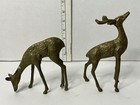 Pair Of Vintage Brass Deer Buck And Doe Figurines Figures 6 25    4 25 